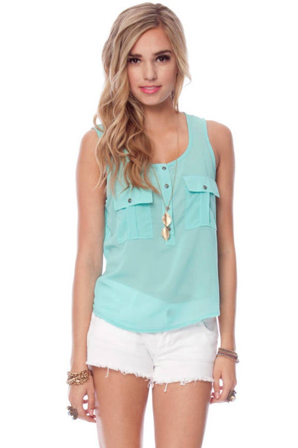 Halfway Button Down Shirt in Baby Blue - $10 | Tobi US