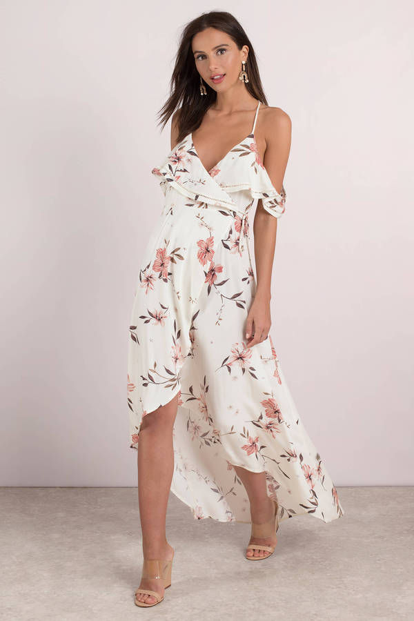 Sunset Beige Multi Floral Print Maxi Dress