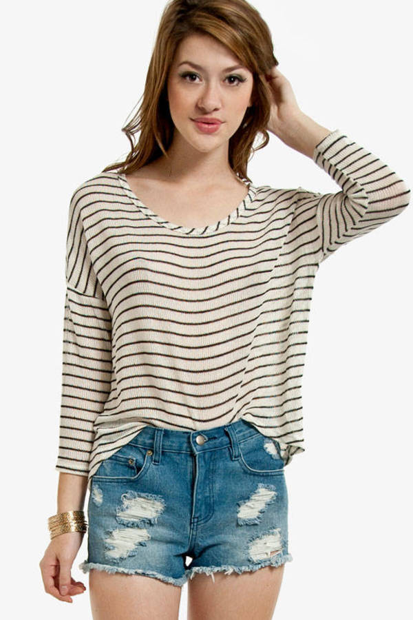 Racing Stripes Sweater in Black and White - $24 | Tobi US