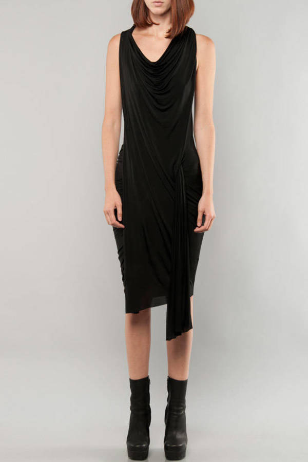 Asymmetric Draped Dress in Black - $78 | Tobi US