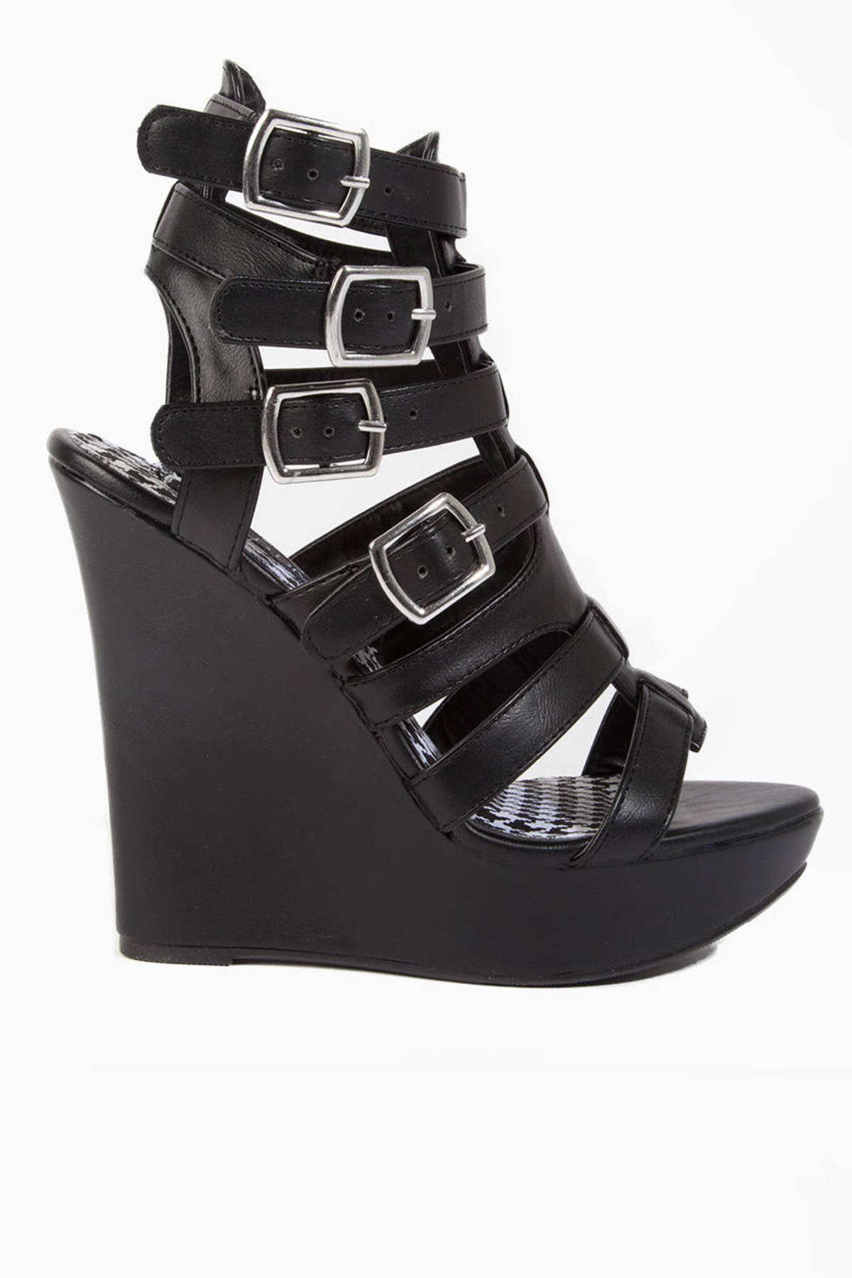 Buckle In Wedge Sandal in Black - $48 | Tobi US