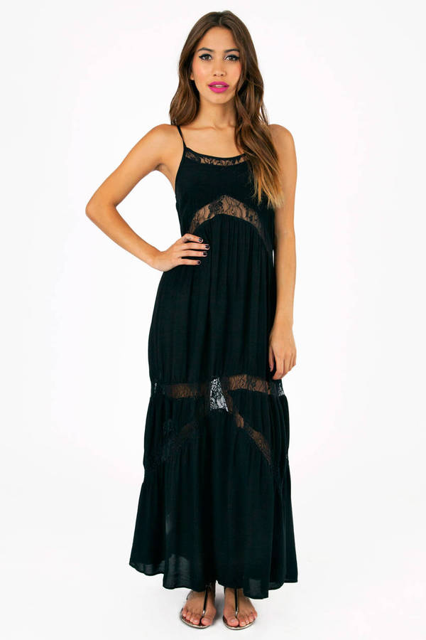 Captivating Lace Maxi Dress in Black - $64 | Tobi US