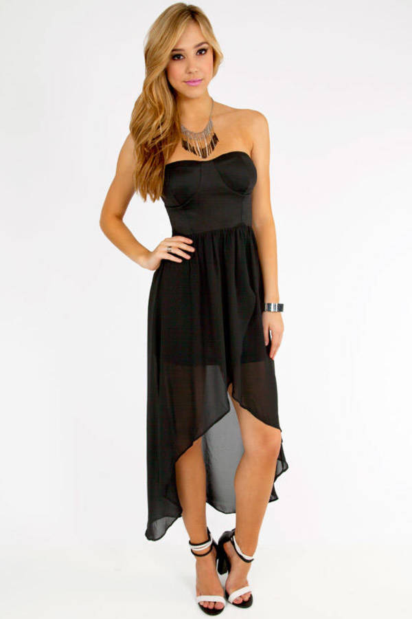 Cute Black Dress - High Low Dress - Midi Flare Dress - Midi Dress