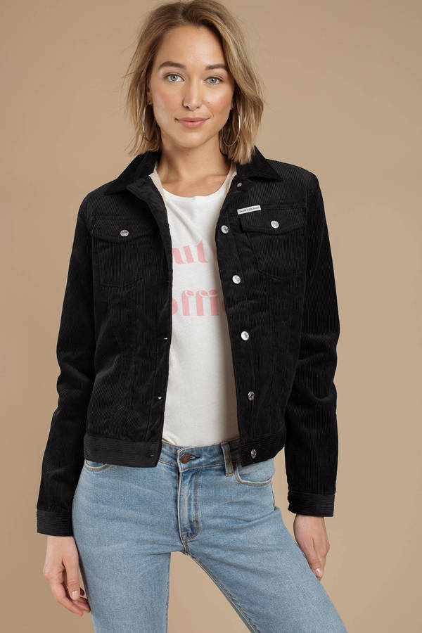 black cord trucker jacket