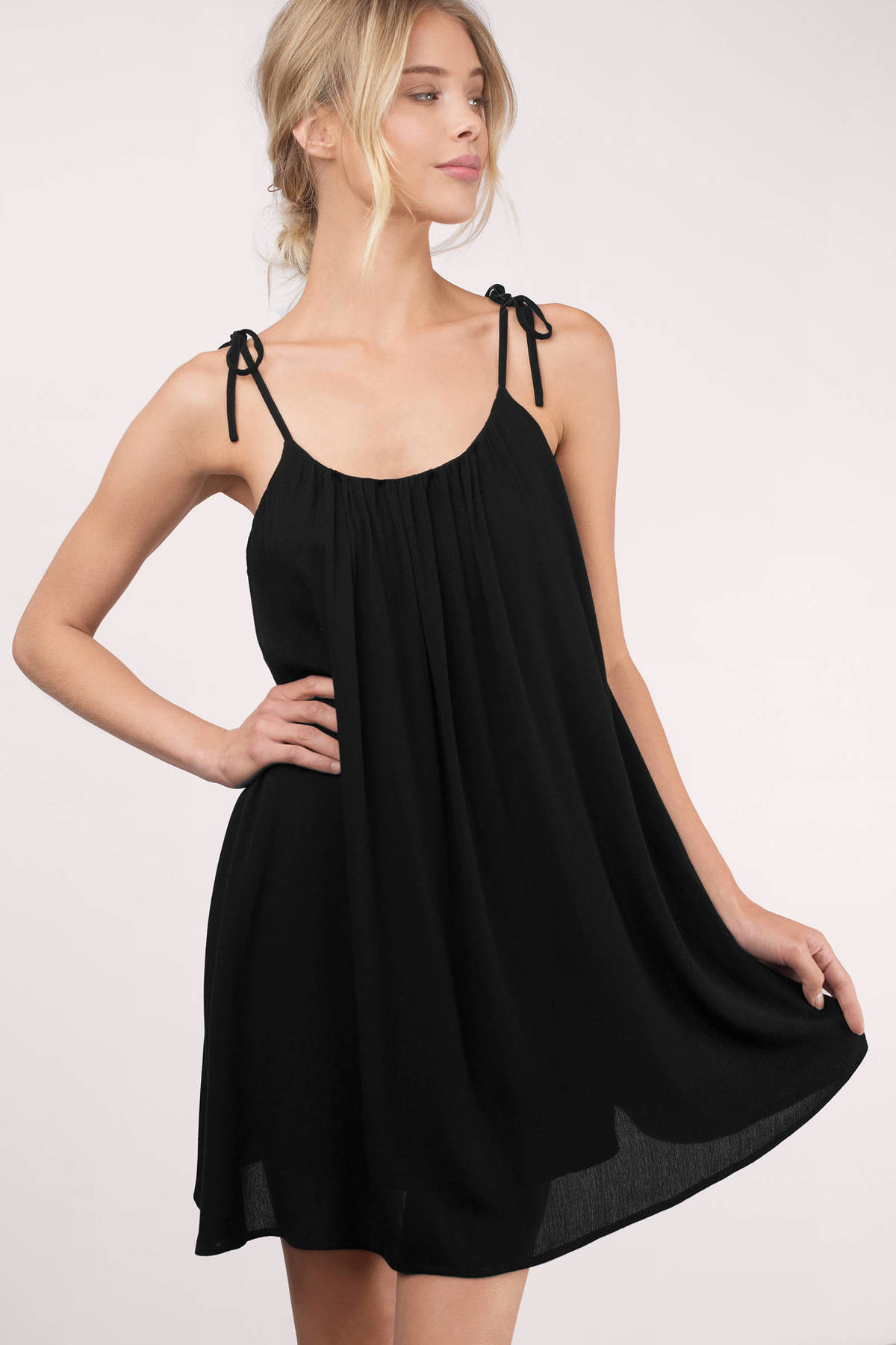 Cute Black Shift Dress - Tie Strap Dress - Shift Dress