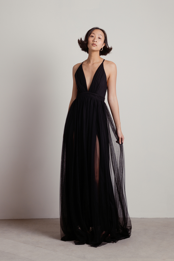 Here To Slay Black Plunging Maxi Dress