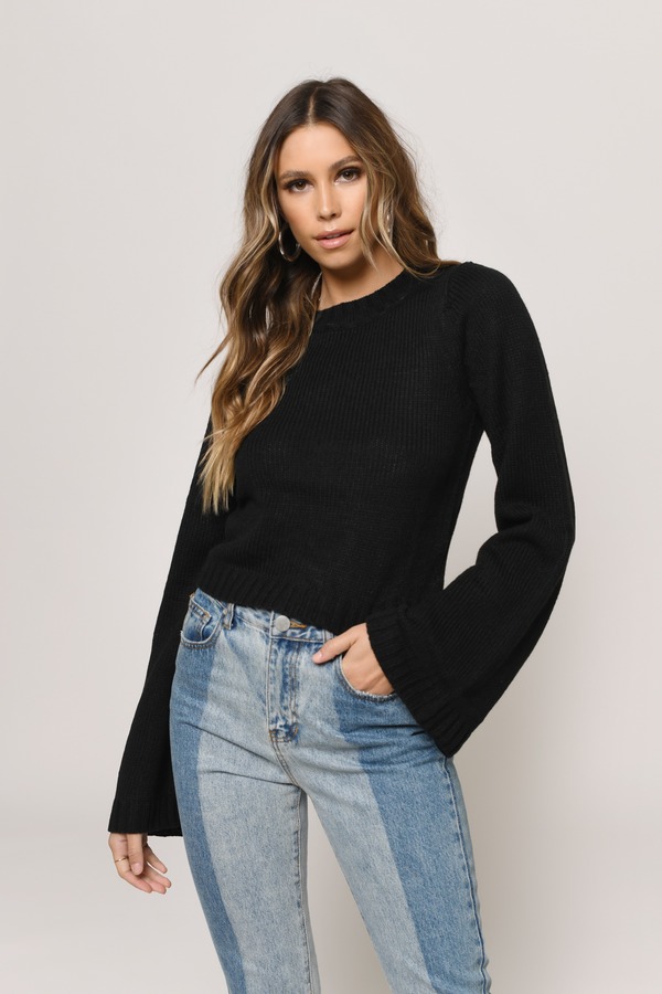 Jeannie Black Lace Up Crop Sweater