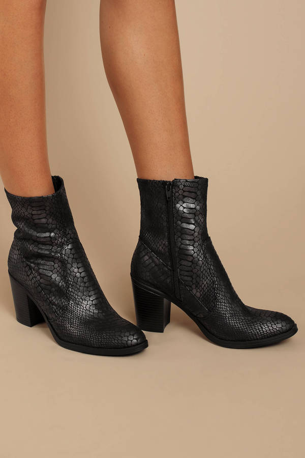 fake snakeskin booties