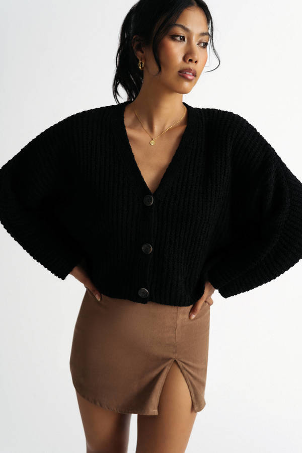 Marilyn Black Crop Sweater Cardigan