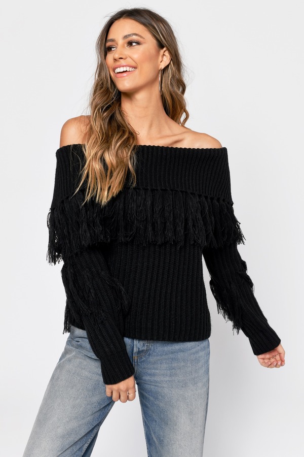 One More Black Fringe Sweater