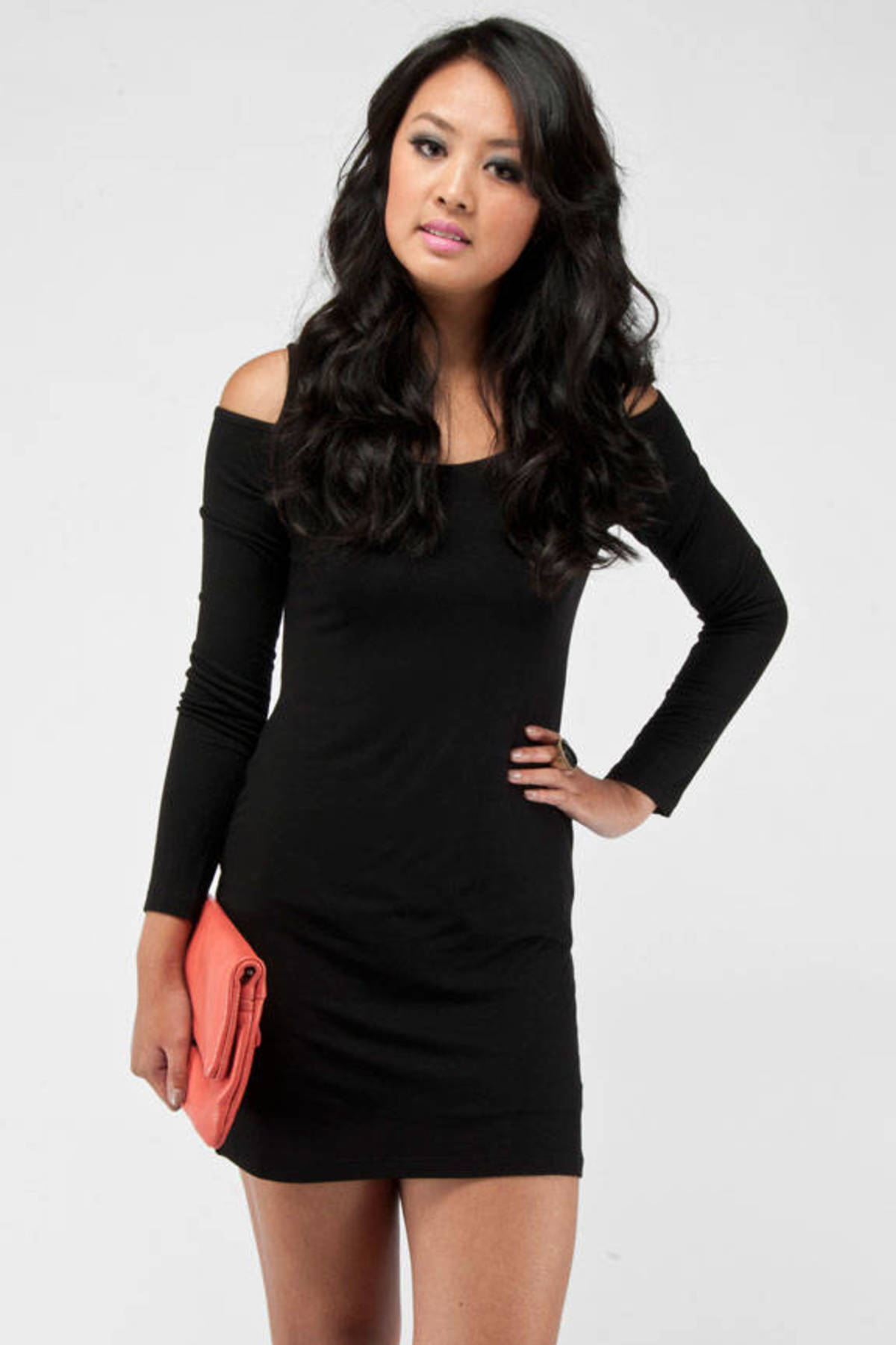 Shoulder Cutout Knit Dress in Black - $21 | Tobi US