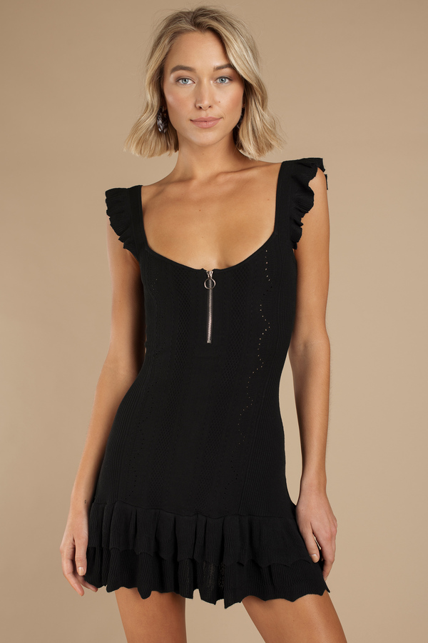 Skyler Black Ruffle Knit Dress