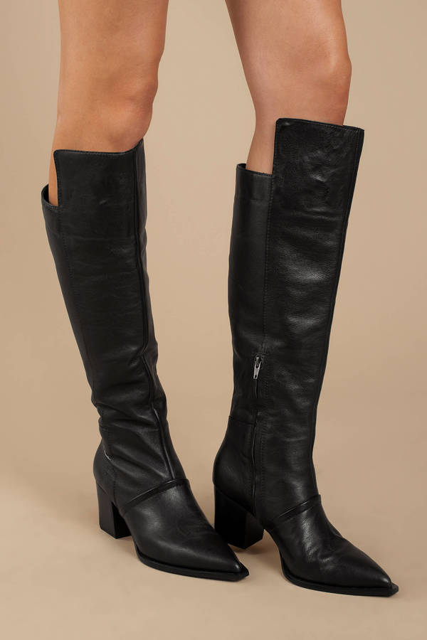 Lust For Life Tania Black Leather Knee High Boots 