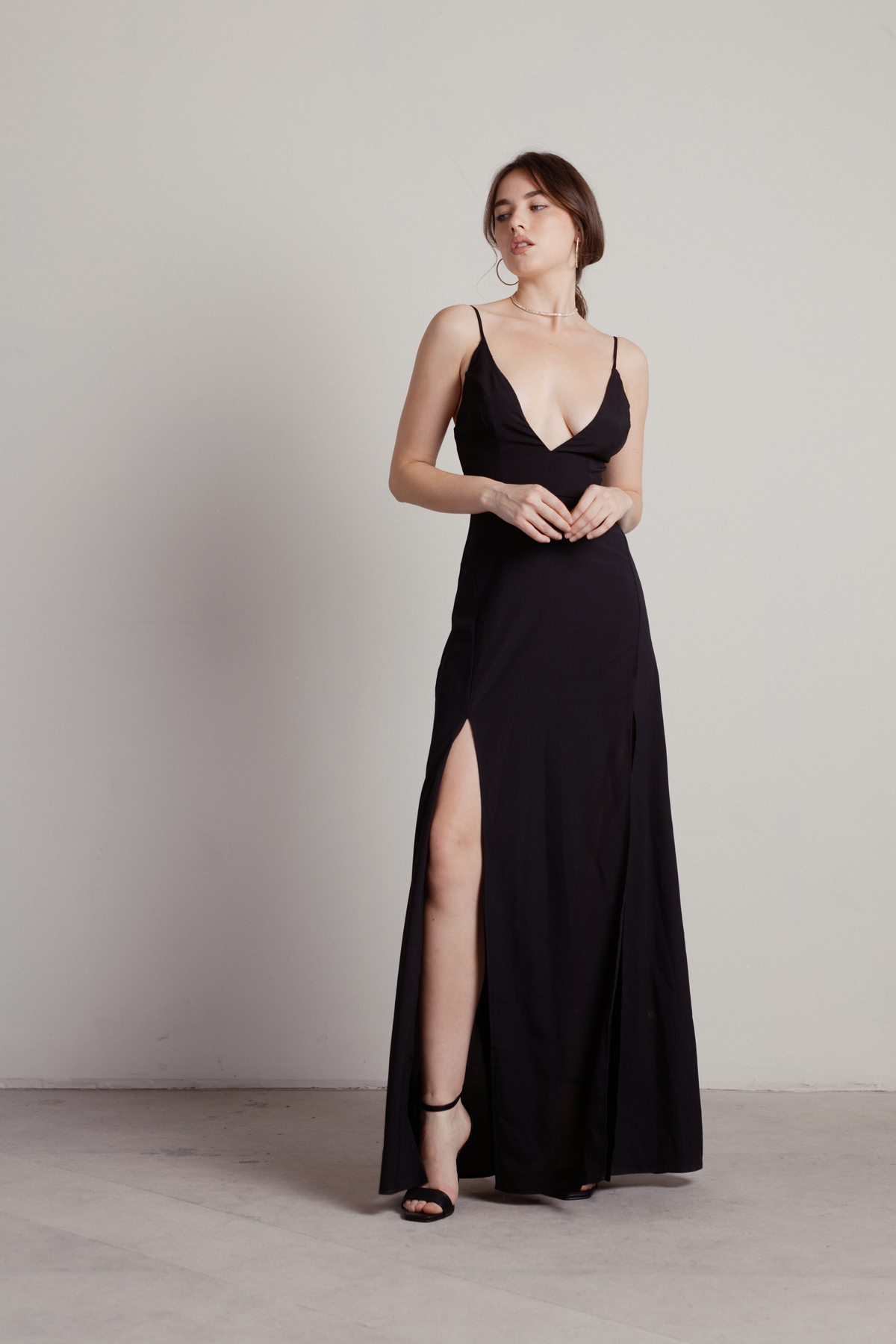 Long Black Dress - Dual Slit Dress - Sexy Maxi Dress