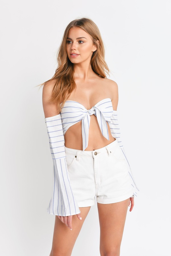Heavenly Love Blue and White Stripe Crop Top