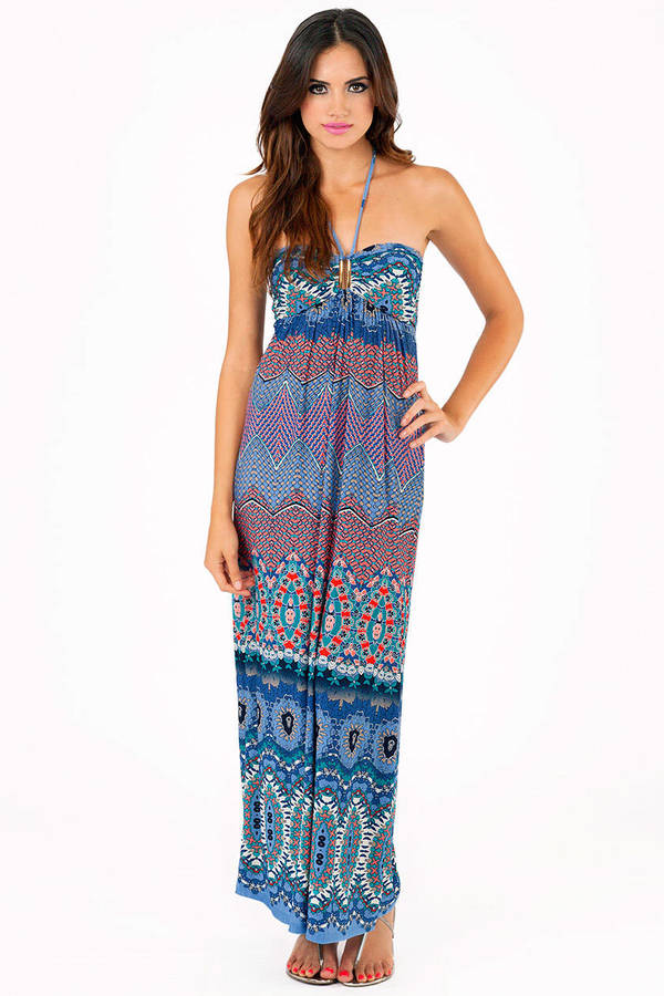 Pitter Pattern Maxi Dress in Blue - $19 | Tobi US