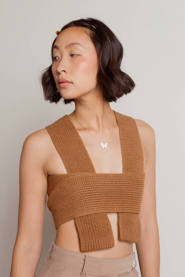 Meeko Brown Multiway Sweater Wrap Top