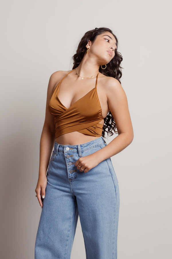 Panorama Brown Crossover Crop Top
