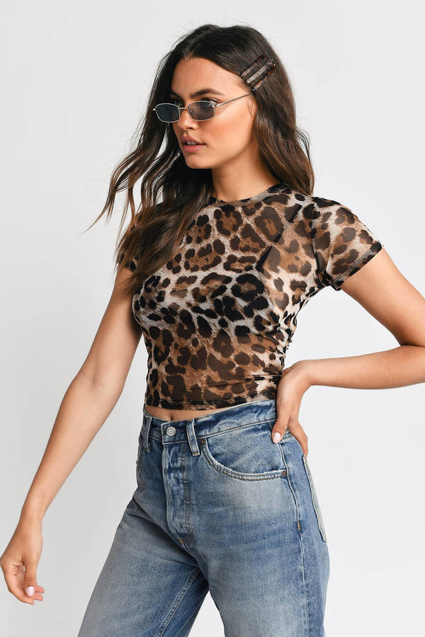 See Through The Wild Brown Leopard Mesh Top
