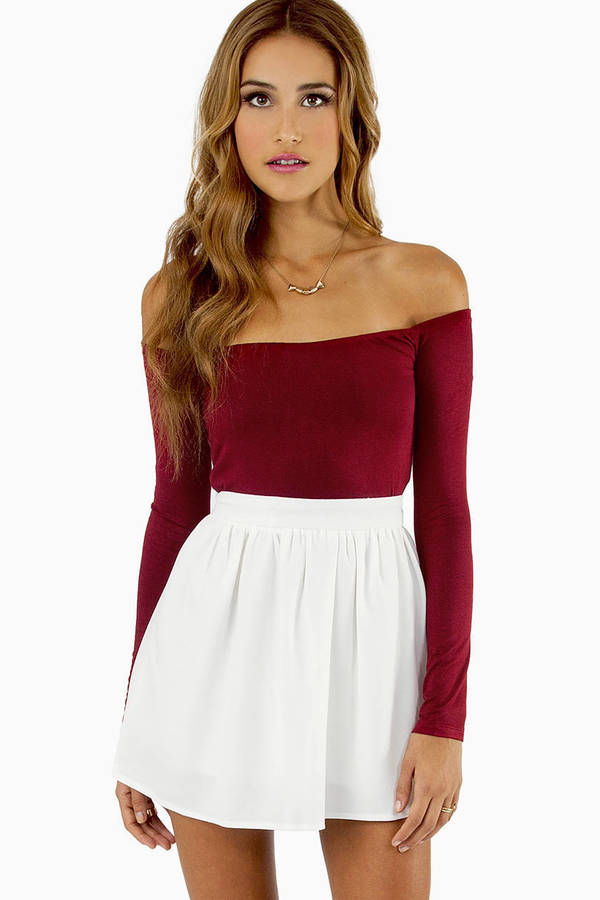 Barely There Off Shoulder Top in Burgundy - $26 | Tobi US