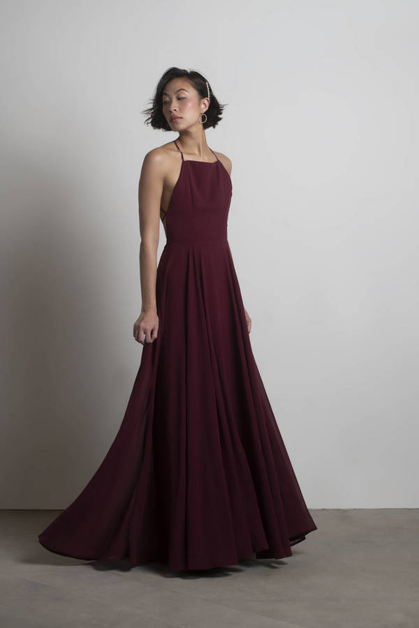 Last Touch Burgundy Lace-Up Maxi Dress
