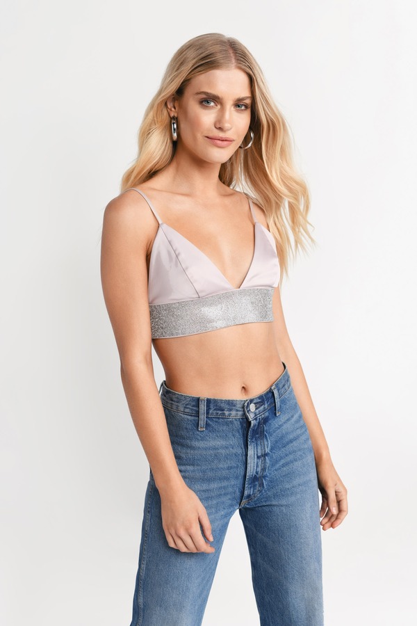 Liberated Champagne Diamante Crop Top