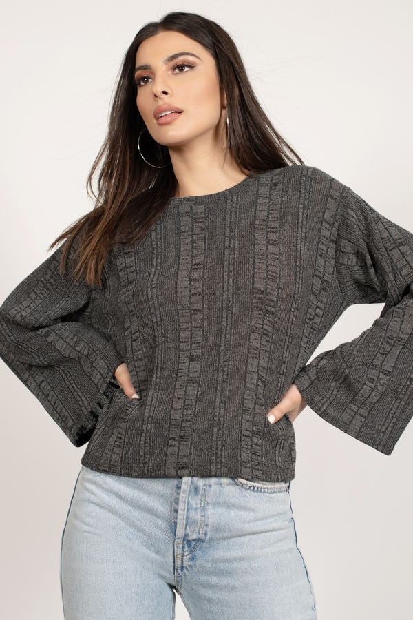 Nothing Feels Better Charcoal Ribbed Top
