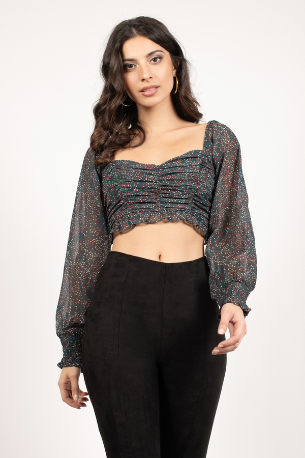 Camden Emerald Multi Floral Cropped Blouse
