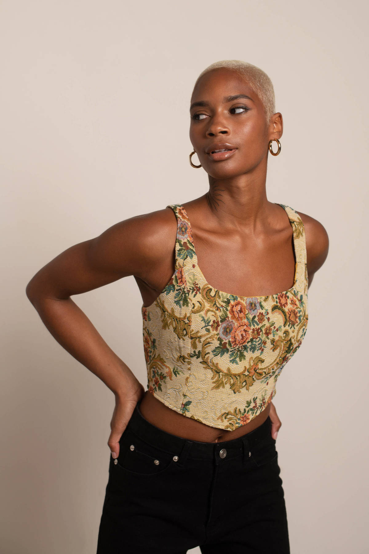 gold bustier crop top