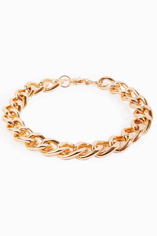 Single Chain Curb Necklace in Gold