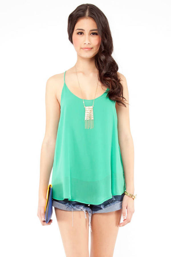 Chiffon Tank Top In Green 14 Tobi Us 7783