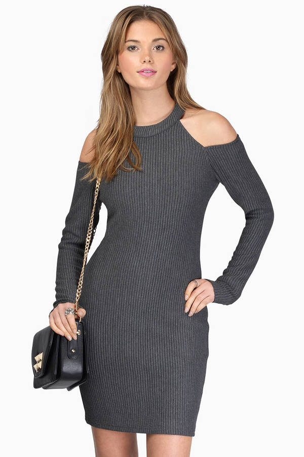 In The Knit Of Time Grey Bodycon Dress