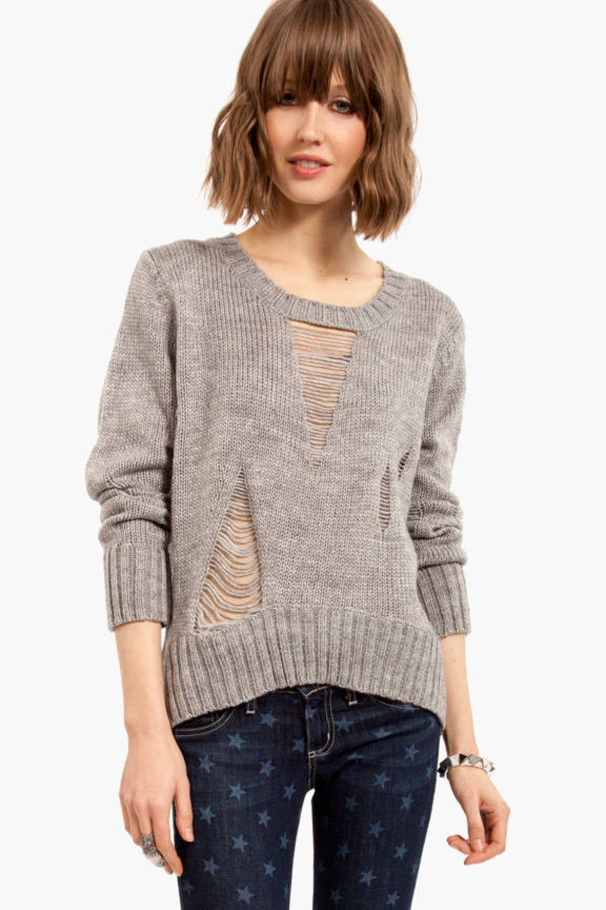 Lauren Hobo Sweater in Grey - $30 | Tobi US