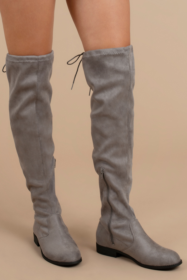 grey suede knee high boots