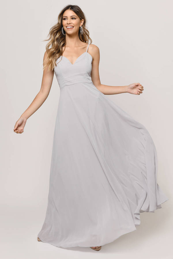 Your Everything Grey Lace Up Maxi Dress