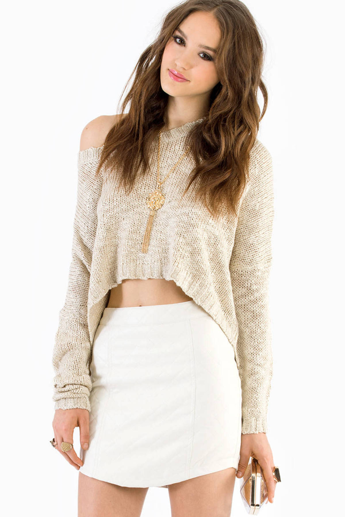 Critically Quilted Mini Skirt in Ivory - $58 | Tobi US