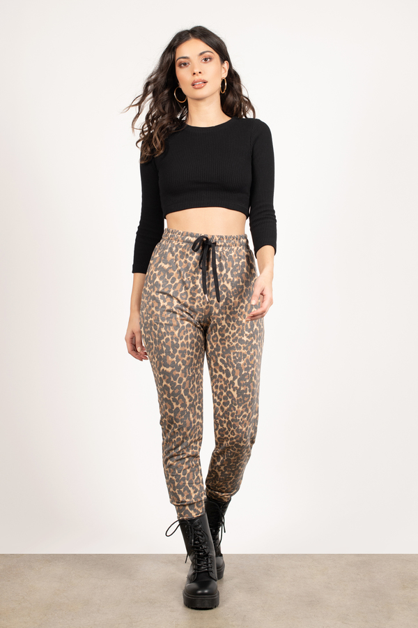 Don't Worry Leopard Printed Drawstring Pants