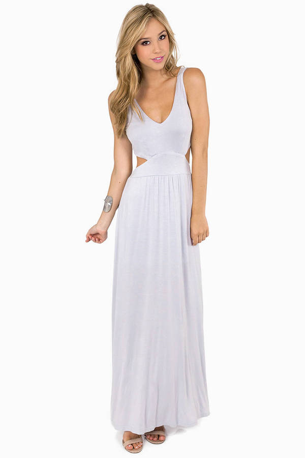 Esther Side Slit Maxi Dress in Light Grey - $48 | Tobi US