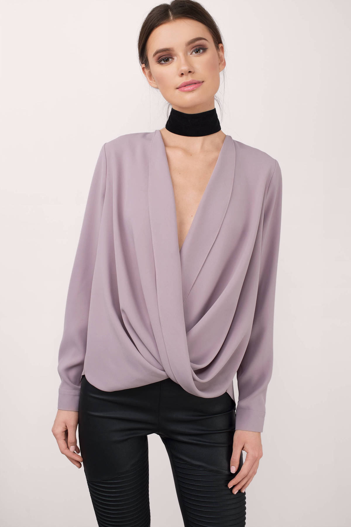 Cute Mauve Blouse - Surplice Blouse - purple Blouse - Mauve Blouse