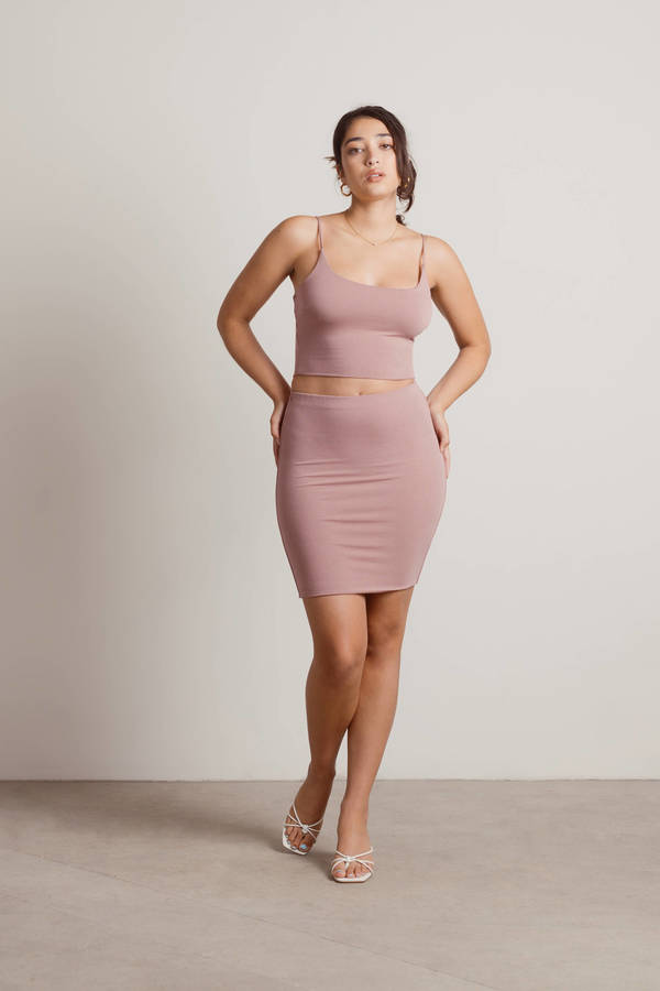 Take Pride Mauve Cami Bodycon Mini Skirt Set
