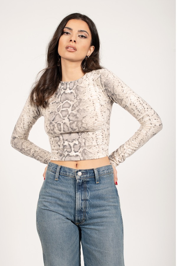 Free For All Multi Snake Print Long Sleeve Top