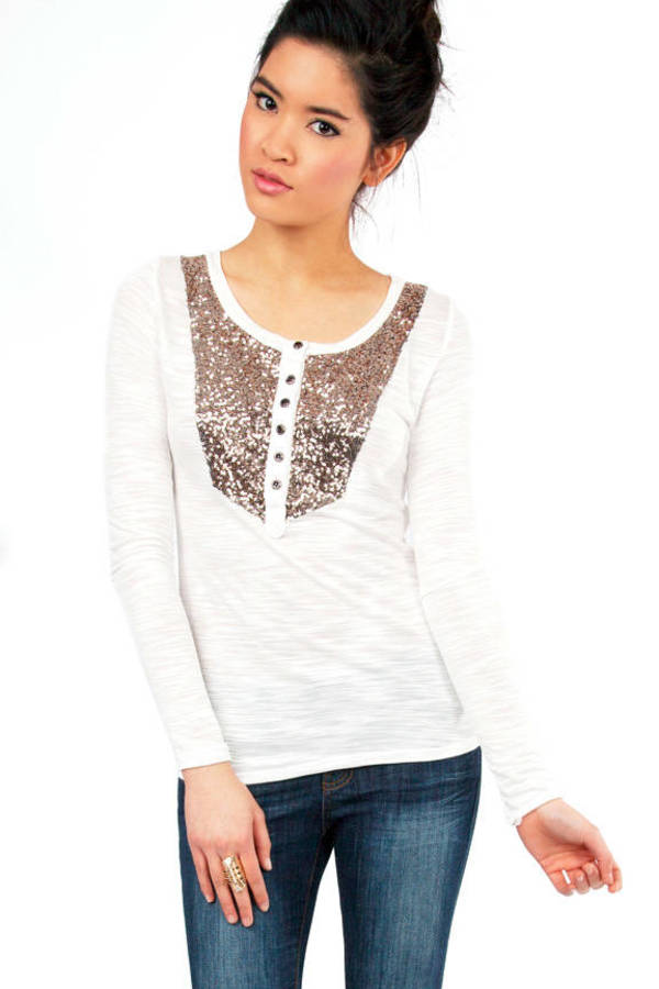 Heat Sequin Top in Off White - $23 | Tobi US