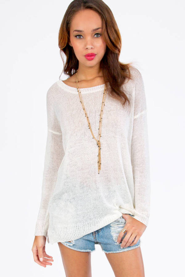 Sidney Basic Knit Sweater in Off White - $19 | Tobi US