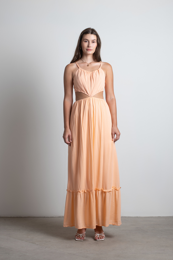 Sherbert Summer Orange Cutout Maxi Dress
