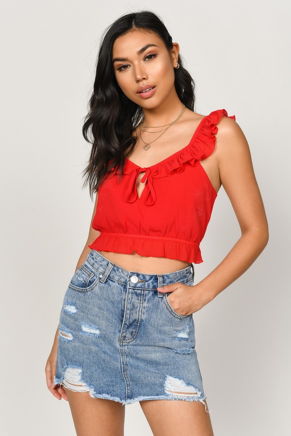 Jessica Red Ruffle Blouse