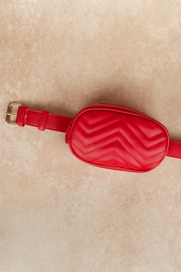 Kathryn Red Leather Belt Fanny Pack