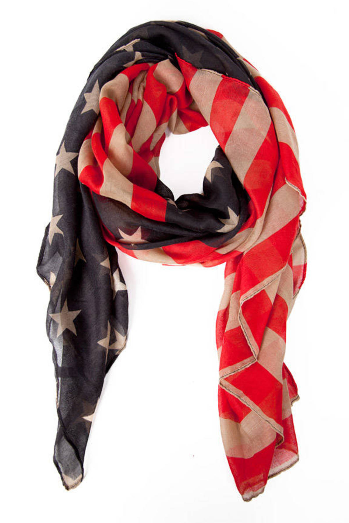 The American Flag Scarf in Red Multi - $20 | Tobi US