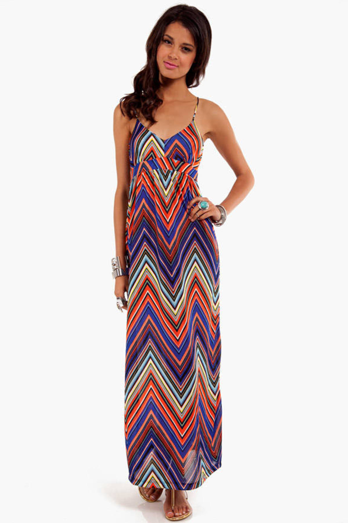 Chevy Chaser Maxi Dress in Royal Blue Multi - $23 | Tobi US