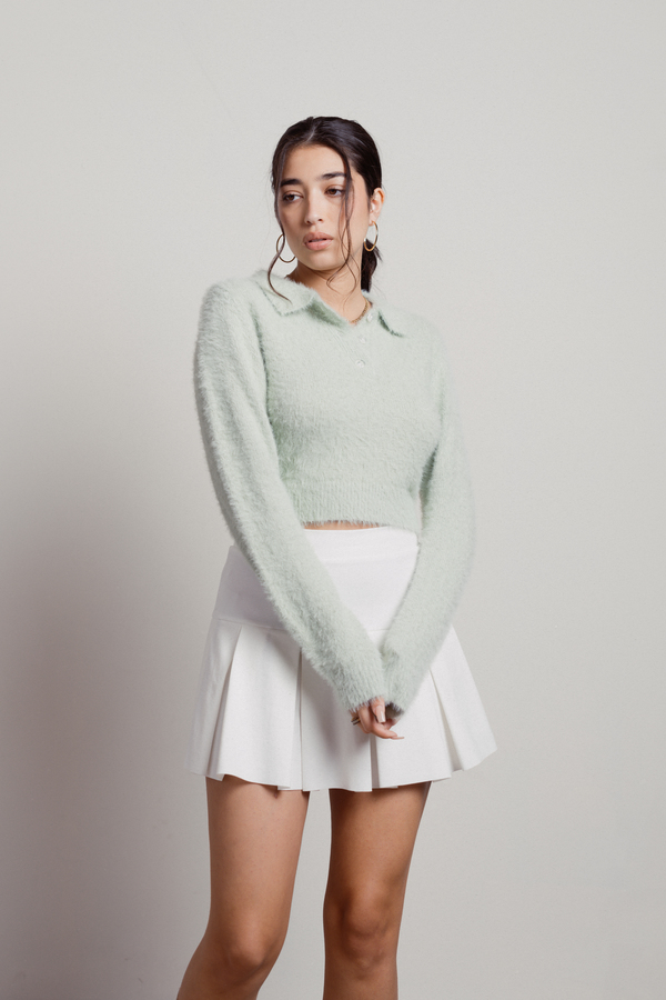 Whisper Softly Sage Collared Sweater