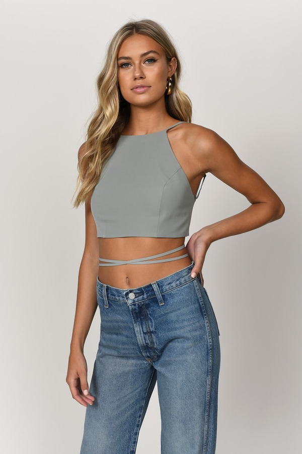 Wrapped Up Sage Crop Top
